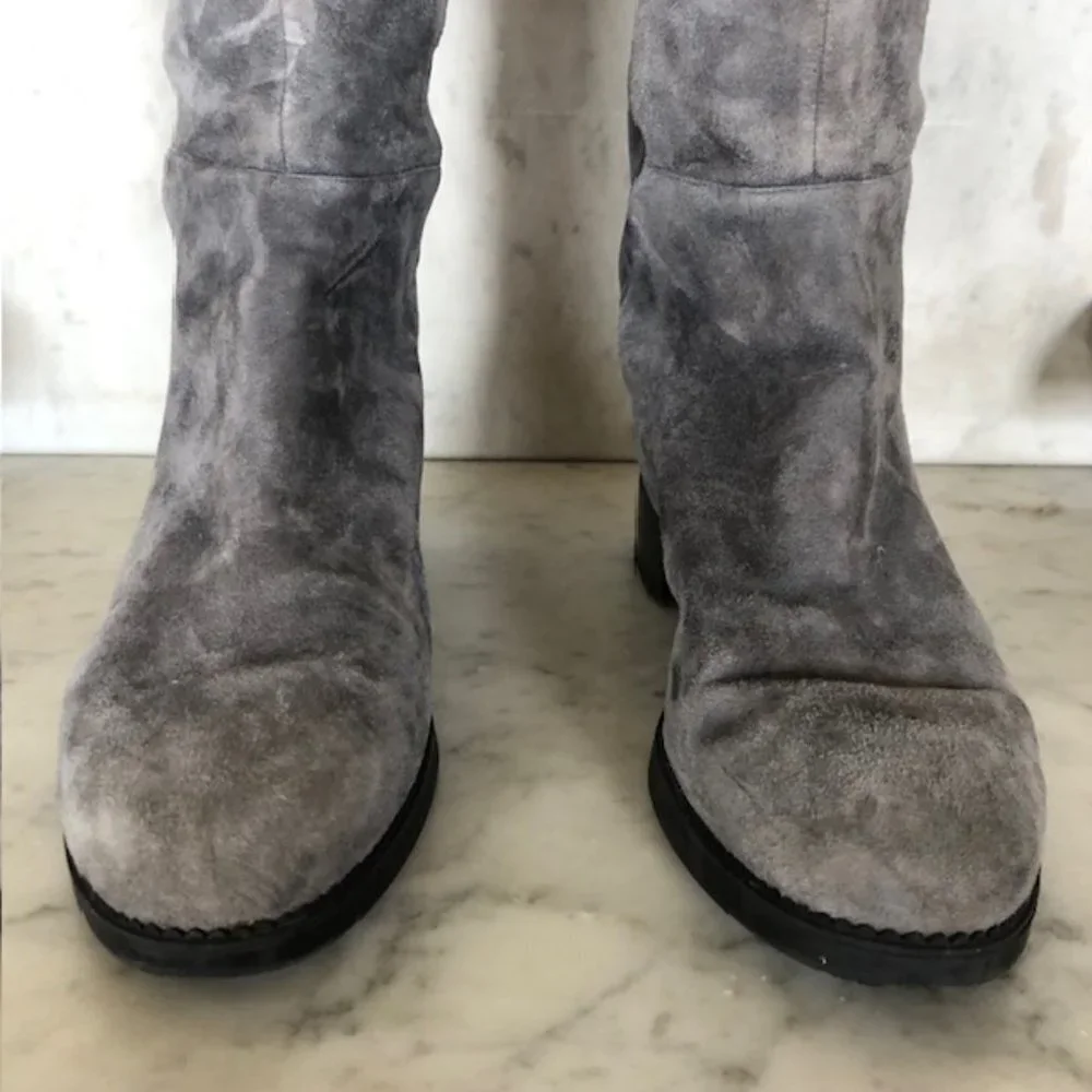 TORY BURCH Caitlin Over Knee Gray Elastic Stretch Suede  Boot 6M